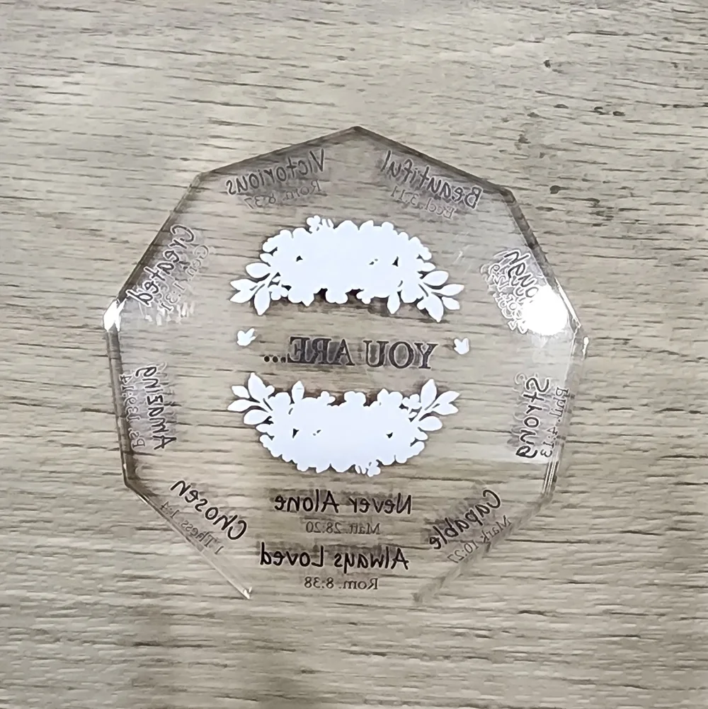Floral Inspirational Glass Plaque Figuurine YOU ARE NEVER ALONE - Picture 3 of 4